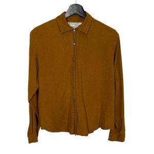 Vintage 90s Brown Button Up Long Sleeve Southwestern Top Medium